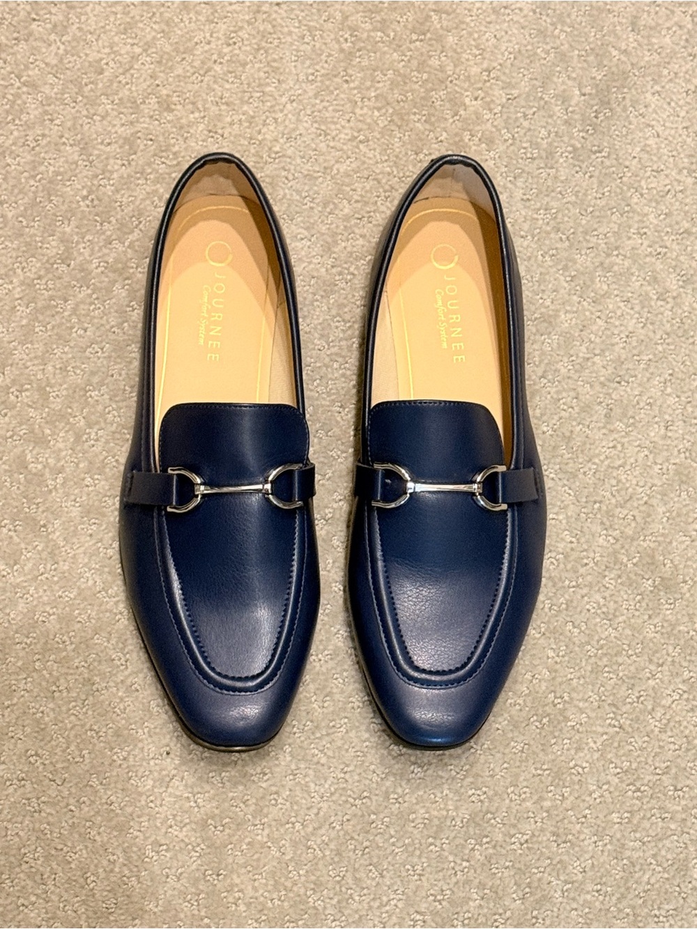 Journee Collection Mizza Navy Leather Bit Loafers - 11